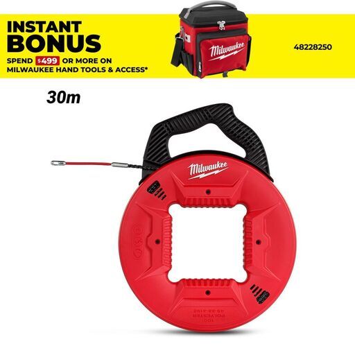 Milwaukee 48224195 30m 100ft Polyester Fish Tape Metal Leader
