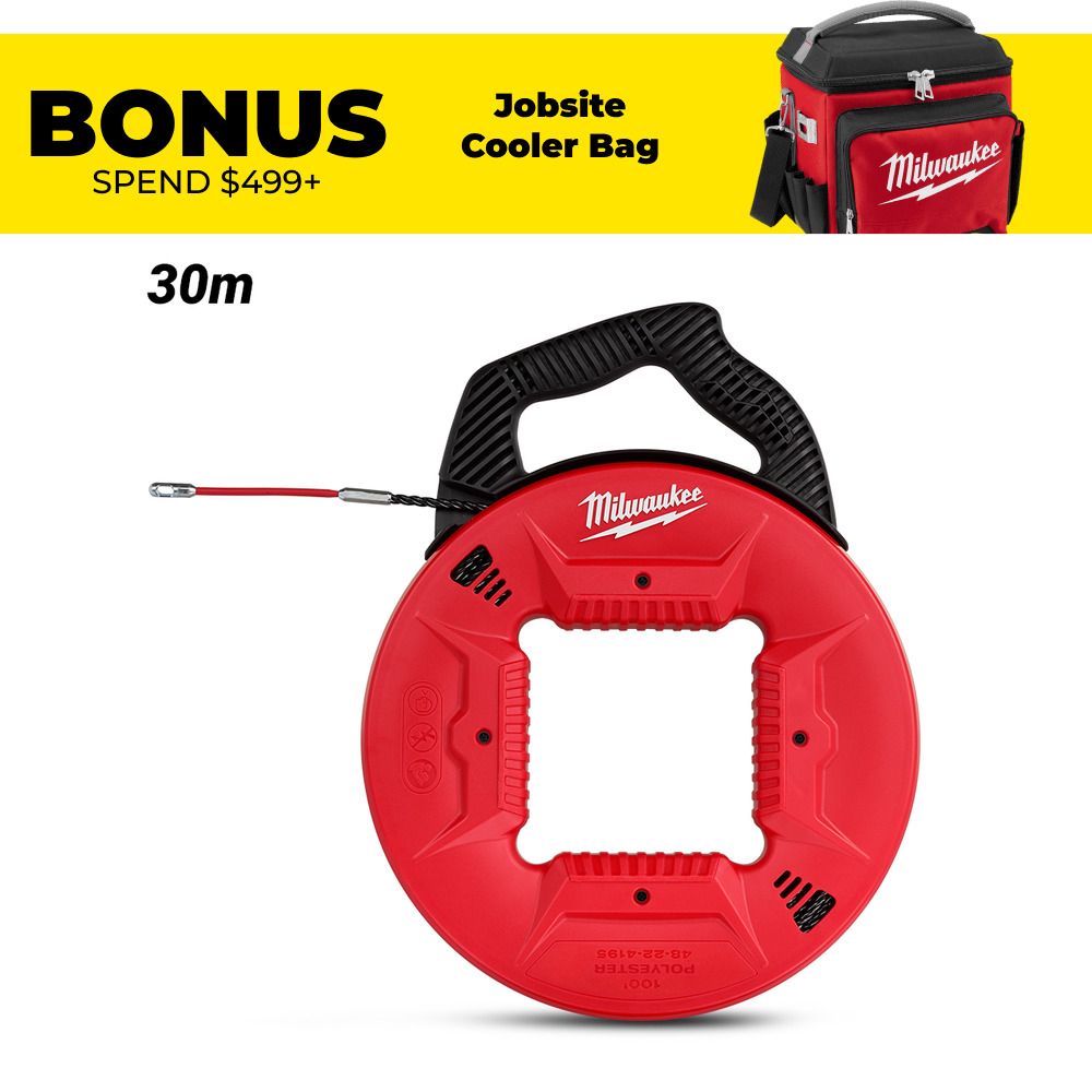 Milwaukee 48224195 30mm 100ft Polyester Fish Tape Metal Leader