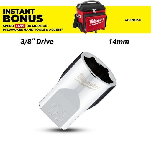 Milwaukee 45349084 3/8’’ Drive 14mm Metric 6-Point Standard Socket