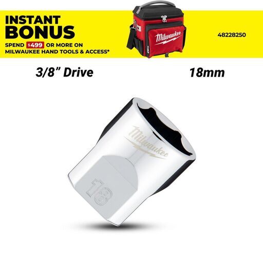 Milwaukee 45349088 3/8’’ Drive 18mm Metric 6-Point Standard Socket