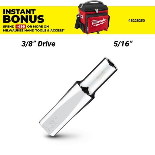 Milwaukee 45343125 3/8’’ Drive 5/16’’ SAE 6-Point Deep Socket