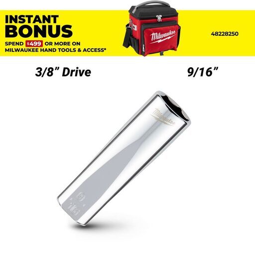 Milwaukee 45345625 3/8’’ Drive 9/16’’ SAE 6-Point Deep Socket