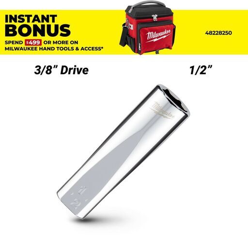 Milwaukee 45355000 3/8’’ Drive 1/2’’ SAE 6-Point Deep Socket