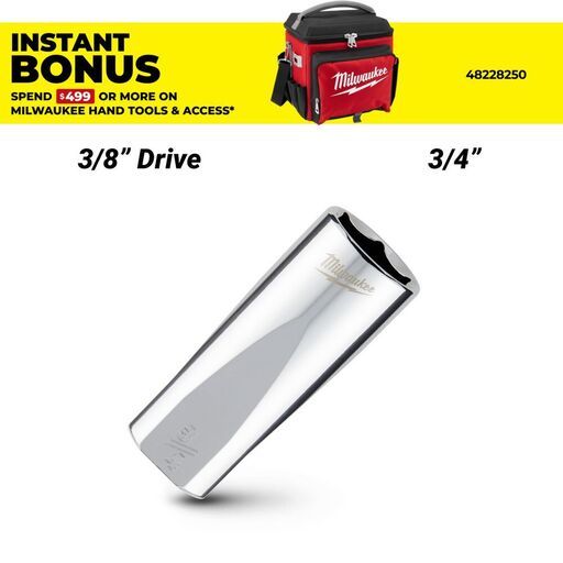 Milwaukee 45347500 3/8’’ Drive 3/4’’ SAE 6-Point Deep Socket