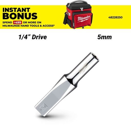 Milwaukee 45349042 1/4’’ Drive 5mm Metric 6-Point Deep Socket