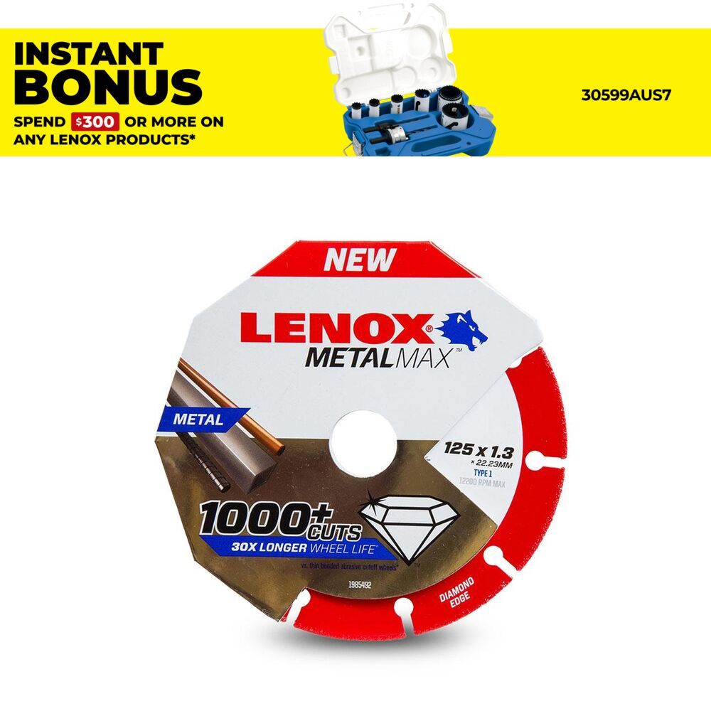 Lenox 1985492 125 x 22.2 x 1.3mm Metal Max Diamond Blade – image 1