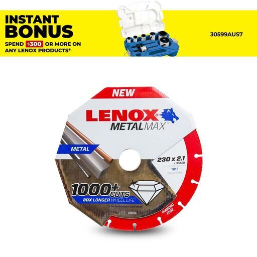 Lenox 1985496 230 x 35 x 2.1mm Metal Max Angle Grinder Cutoff Wheel