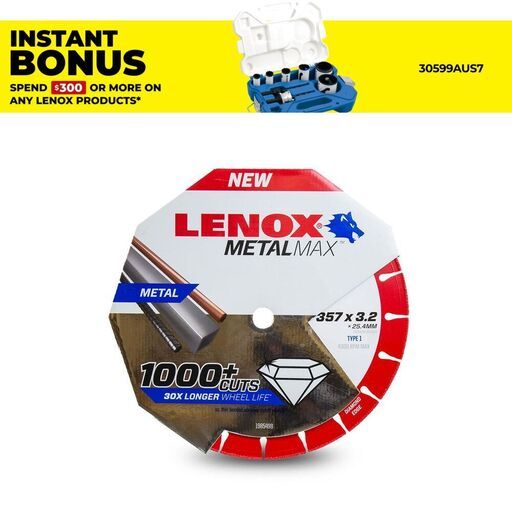 Lenox 1985498  1985494 357 x 25.4 x 3.2mm Metal Max Cutoff Wheel