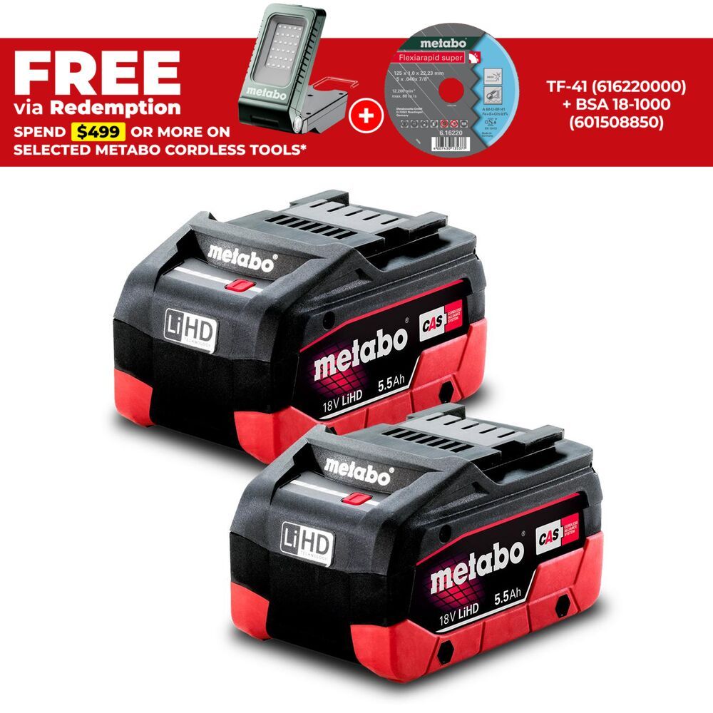 Metabo 5.5 LiHD TP (AU32102550) 18V 5.5Ah Li-ion Battery Twin Pack – image 1