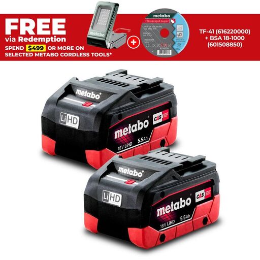 Metabo 5.5 LiHD TP (AU32102550) 18V 5.5Ah Li-ion Battery Twin Pack