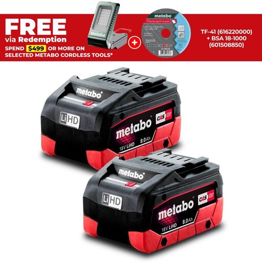Metabo 8.0 LiHD TP (AU32102800) 18V 8.0Ah Li-ion Battery Twin Pack