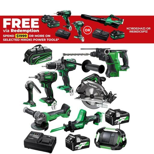 HiKOKI KC36D8B(HRZ) 18V/36V 2.5Ah/5.0Ah Li-Ion Cordless Multivolt 8pce Combo Kit Including Brushless