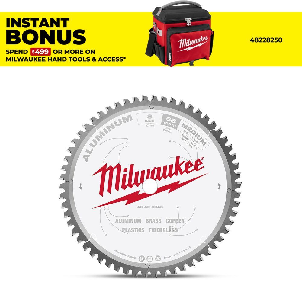 Milwaukee 48404345 203mm (8") 58T Aluminium Circluar Saw Blade – image 1