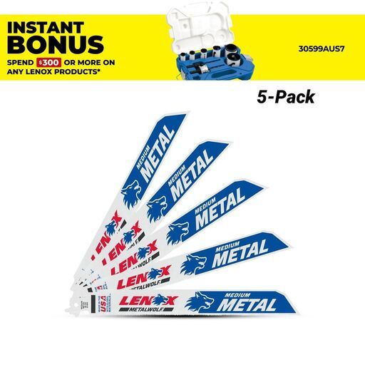 Lenox 2019012118R 5pk 355 x 55 x 15mm 12" 18TPI LAZER Reciprocating Saw Blades
