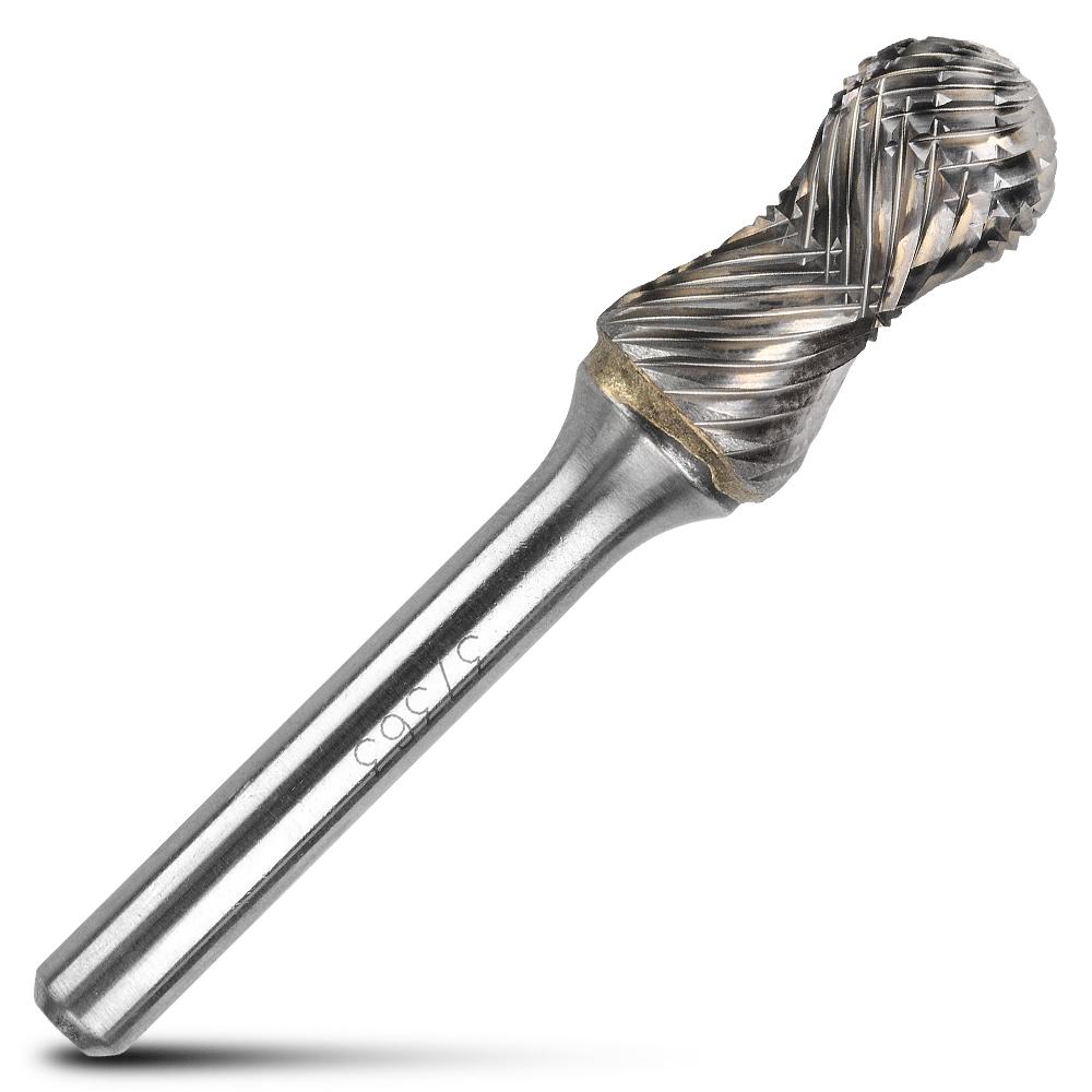 Bordo 6400-37363 12.7mm x 25mm 1/4" Shank Tungsten Carbide 1/2" Radius Ball Nose End Burr – image 1