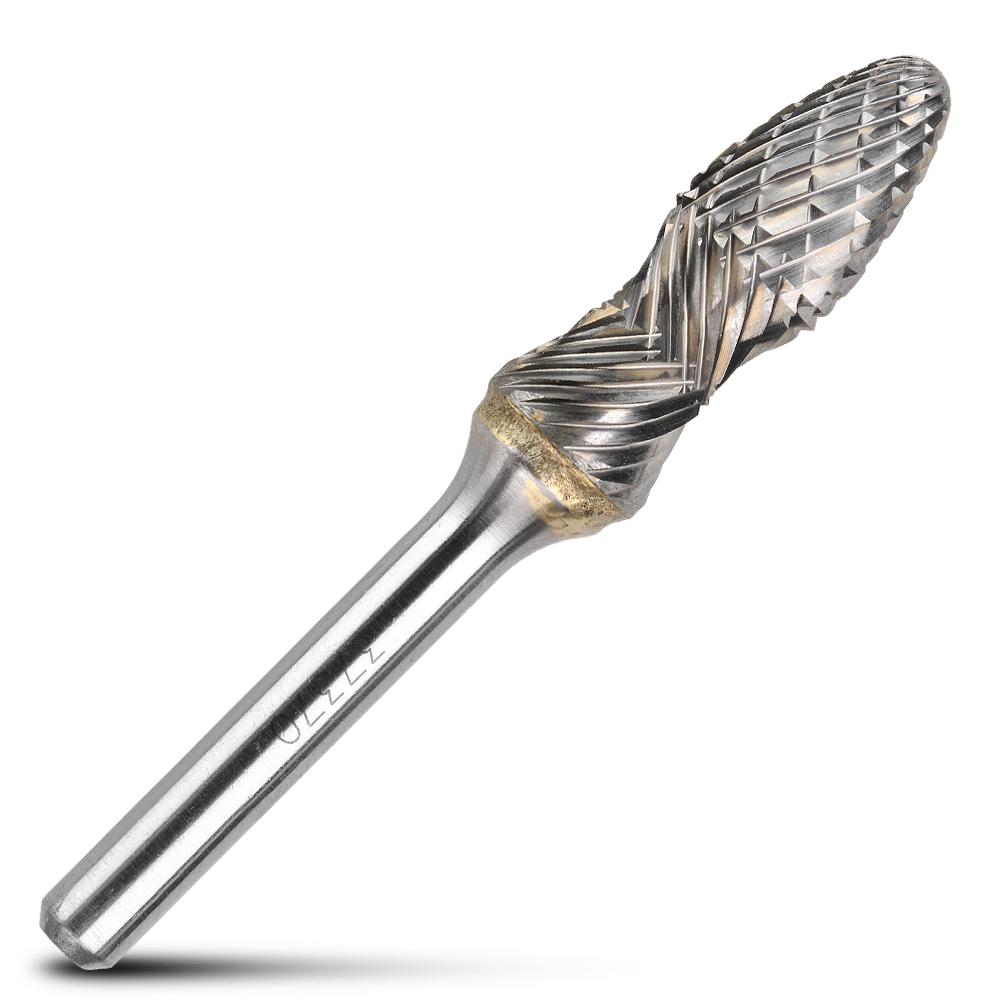 Bordo 6400-37370 12.7mm x 35mm 1/4" Shank Tungsten Carbide 1/2" Radius Ball Nose Tree Double Cut Burr – image 1