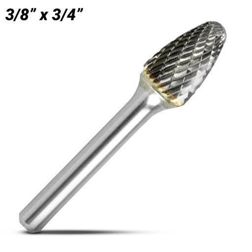 Bordo 6400-95092 3/8" x 3/4" 1/4" Shank Tungsten Carbide SF-3 Tree Radius Nose Double Cut Burr