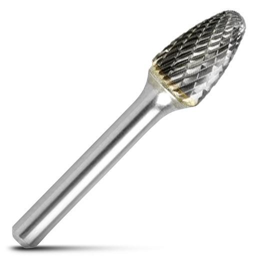 Bordo 6400-95100 1/2" x 1" 1/4" Shank Tungsten Carbide SF-5 Tree Radius Nose Double Cut Burr