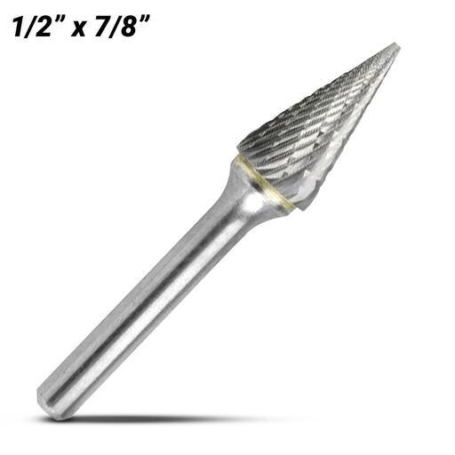 Bordo 6400-95151 1/2" x 7/8" 1/4" Shank Tungsten Carbide SM-5 Pointed Cone Double Cut Burr