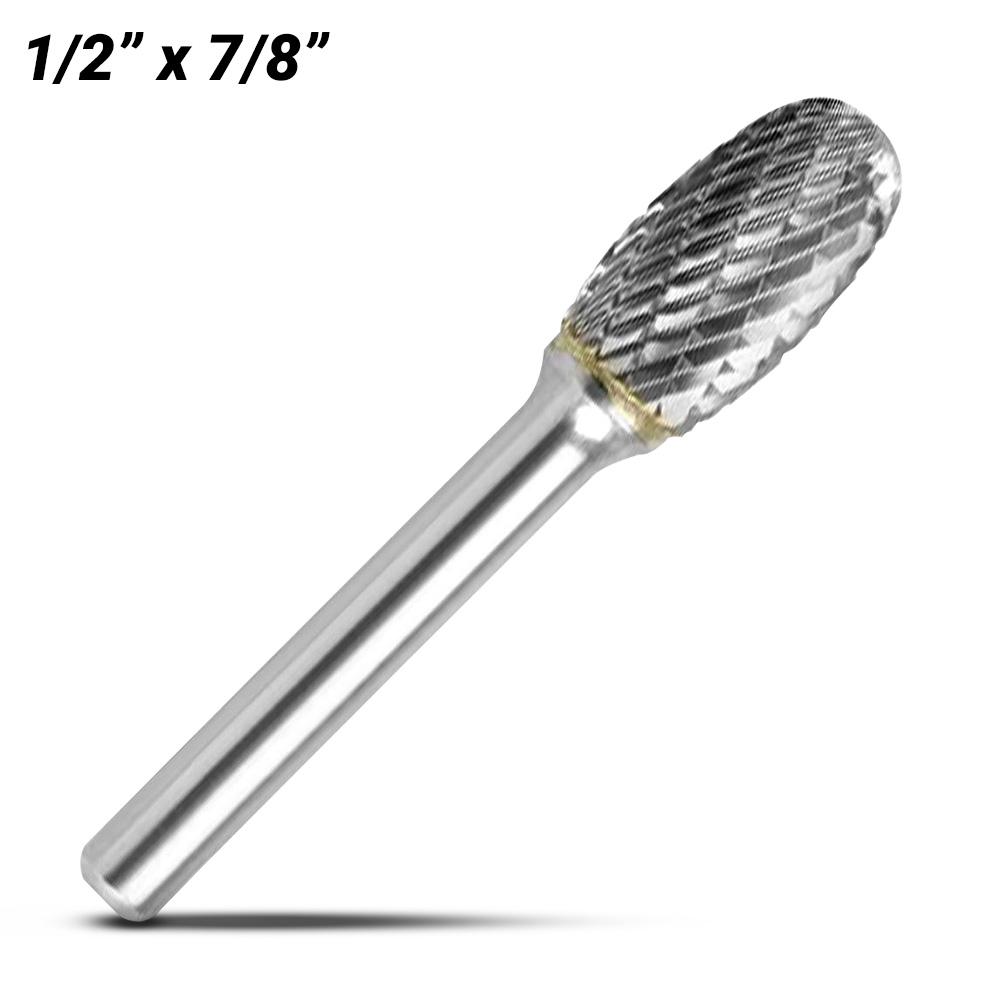 Bordo 6400-95164 1/2" x 7/8" 1/4" Shank Tungsten Carbide SE-5 Oval Shaped Double Cut Burr – image 1