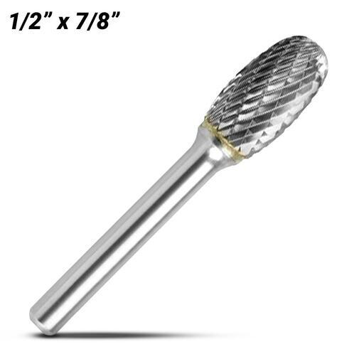 Bordo 6400-95164 1/2" x 7/8" 1/4" Shank Tungsten Carbide SE-5 Oval Shaped Double Cut Burr