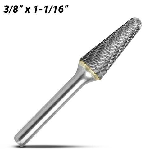 Bordo 6400-95179 3/8" x 1-1/16" 1/4" Shank Tungsten Carbide SL-3 14 Degree Included Angle Double Cut Burr