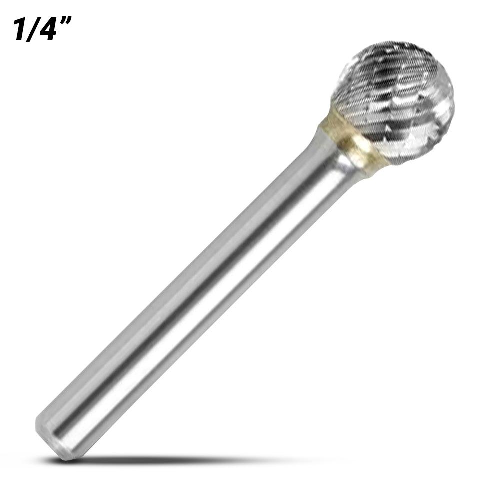Bordo 6400-95194 1/4" Diameter 1/4" Shank Tungsten Carbide SD-1 Ball Shaped Double Cut Burr – image 1