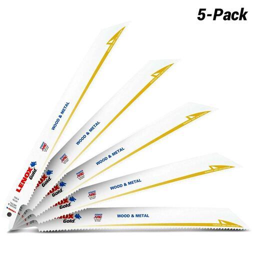 Lenox 21065810GR 5pk 290 x 50 x 25mm 8" 10TPI Gold Power Arc Reciprocating Saw Blade – image 2