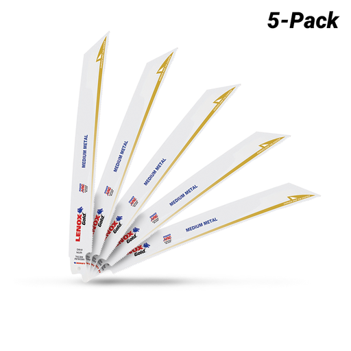 Lenox 21070818GR 5pk 283 x 44 x 22mm 8" 18TPI Gold Power Arc Reciprocating Saw Blade – image 2