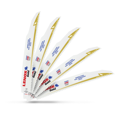 Lenox 21090966GR 5-Pack 290 x 50 x 25mm 9" 6TPI Gold Power Arc Reciprocating Saw Blade – image 4