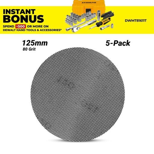 DeWalt DTM3103-QZ 5-Pack 125mm (5") 80 Grit Extreme Mesh ROS Sanding Disc