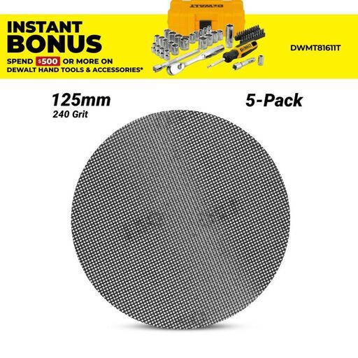 DeWalt DTM3107-QZ 5-Pack 125mm (5") 240 Grit Extreme Mesh ROS Sanding Disc