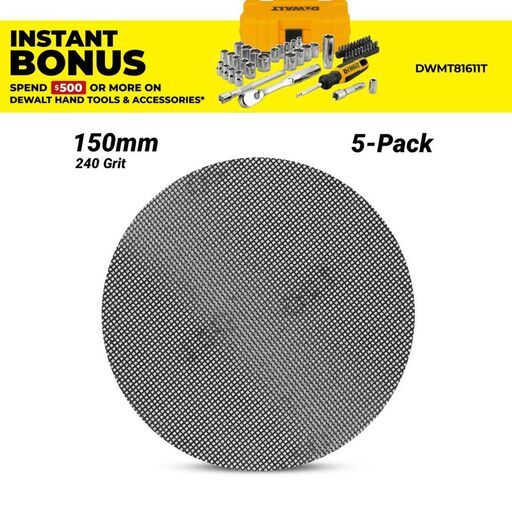 DeWalt DTM3127-QZ 5-Pack 150mm (6") 240 Grit Extreme Mesh ROS Sanding Disc