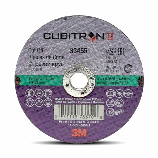 3M 7100032583 (33455) 75mm X 1.6mm Cubitron II Cut-Off Wheel – image 2