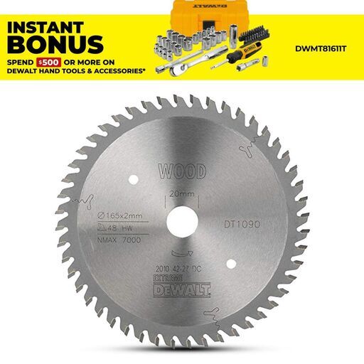 DeWalt DT1090-QZ 165mm (6.5") 48T Extreme Workshop ATB Saw Blade