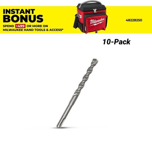 Milwaukee 4932371706 10-Pack 8mm X 160mm SDS PLUS M2 Drill Bit