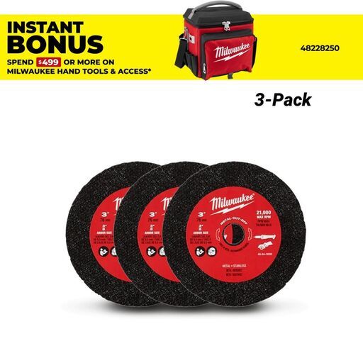 Milwaukee 49943000 3-Pack 76mm (3") Metal Cut Off Wheels