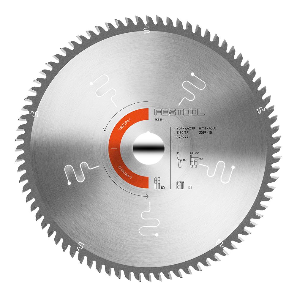 Festool HW 254x2,4x30 TF80 L (575977) 254mm x2.4mm x 30mm 80 Tooth Laminate Saw Blade Suits TKS 80 – image 1