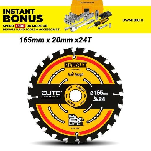 DeWalt DT10624-QZ 165mm (6.5") 24T Extreme Circular Saw Blade