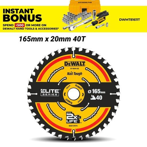DeWalt DT10640-QZ 165mm (6.5") 40T Extreme Circular Saw Blade