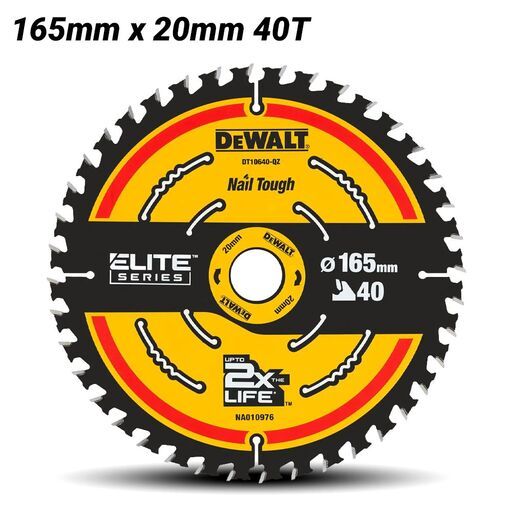 DeWalt DT10640-QZ 165mm (6.5") 40T Extreme Circular Saw Blade – image 2