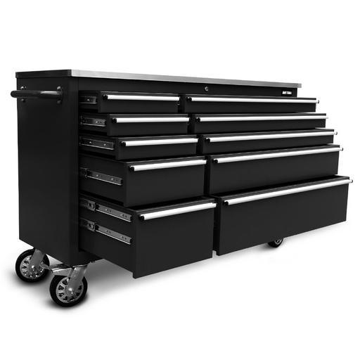 Daytona D56BSB 56" 10 Drawer Stainless Top Workbench Trolley Black