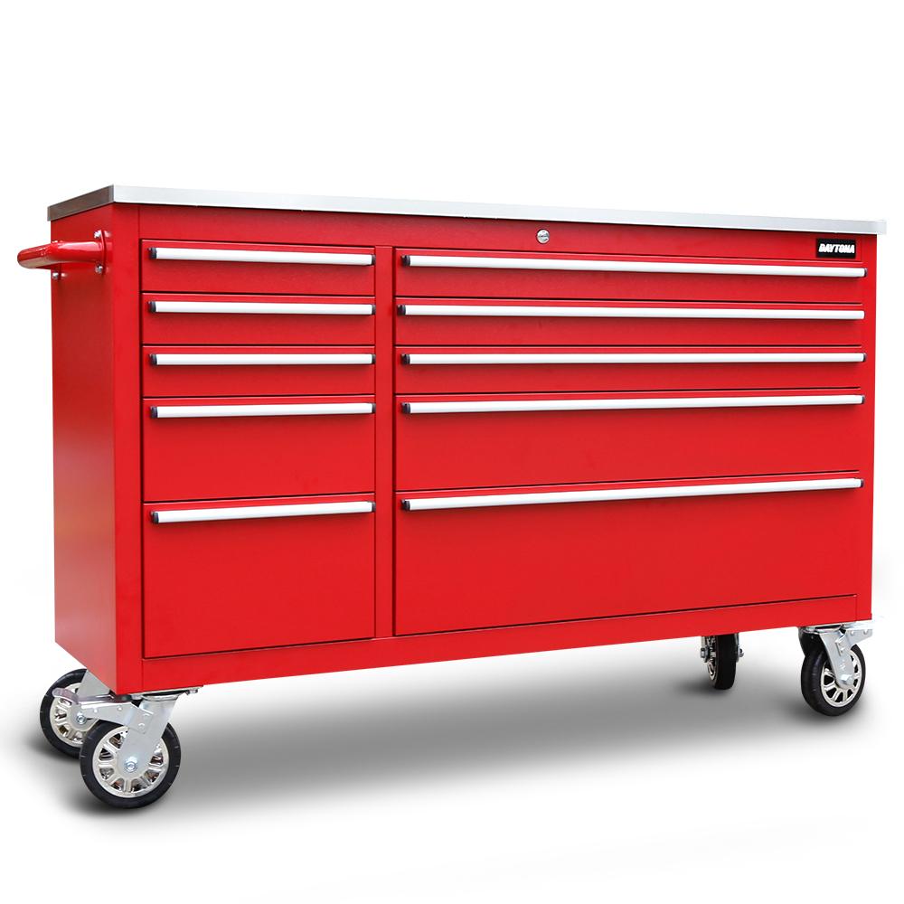 Daytona DRB56 56" 10 Drawer Stainless Top Workbench Trolley - Red – image 1