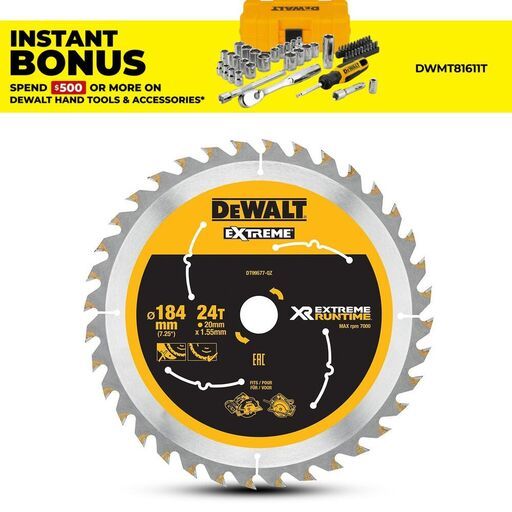 DeWalt DT99577-QZ 184mm (7") 24T Extreme Circular Saw Blade