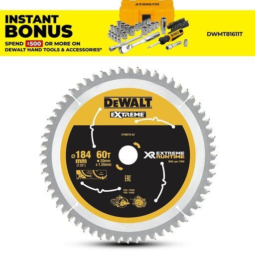 DeWalt DT99579-QZ 184mm (7") 60T Extreme Circular Saw Blade