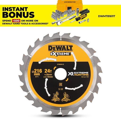 DeWalt DT99568-QZ 216mm (8.5") 24T Extreme Circular Saw Blade