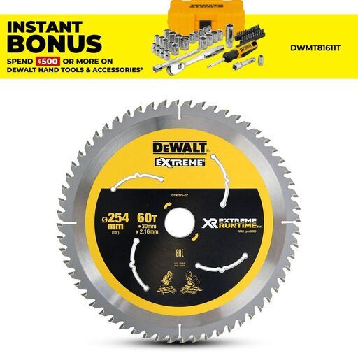 DeWalt DT90275-QZ 254mm (10") 60T Extreme Circular Saw Blade