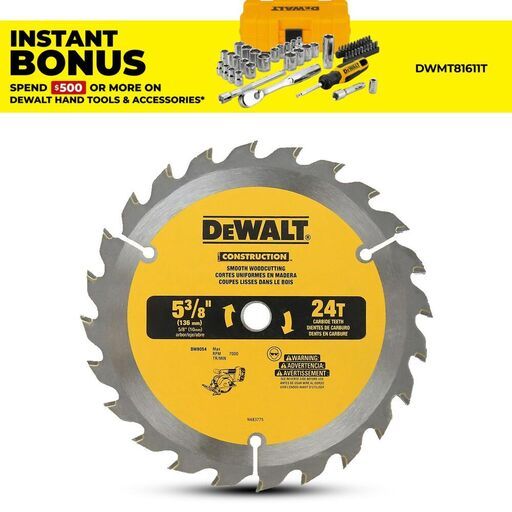 DeWalt DW9054 136mm (5.5") 24T Wood Construction Circular Saw Blade