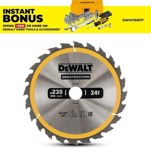 DeWalt DT1954-QZ 235mm (9") 24T Wood Construction Circular Saw Blade