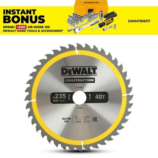 DeWalt DT1955-QZ 235mm (9") 40T Wood Construction Circular Saw Blade